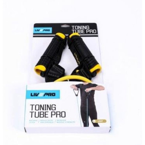 Резинка для фитнеса  LivePro TONING TUBE PRO Black-Yellow (Light) - фото №6